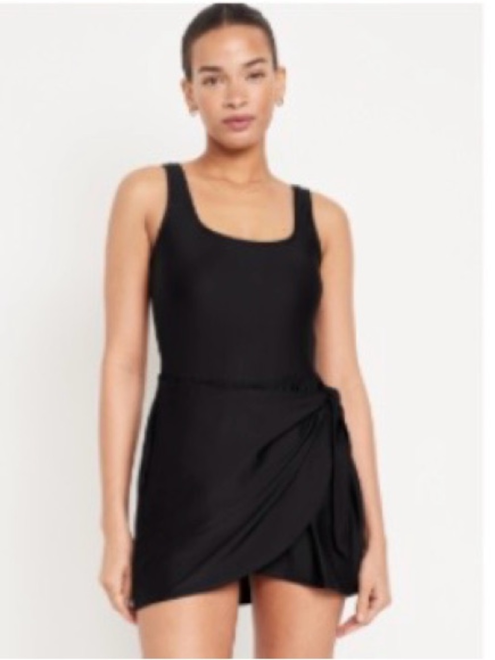NWT Women’s Old Navy Black One-Piece Matte  Side-Tie Swim Dress- Size Small